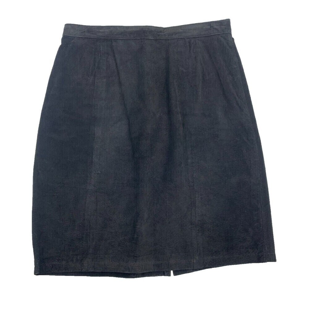 International Leather Collection Black Suede Leather Skirt Pencil Women 11/12
